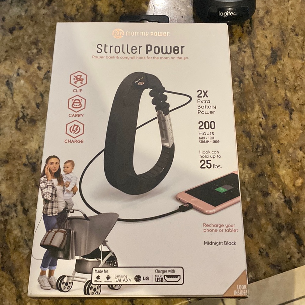 Stroller power , power bank and carry all hook